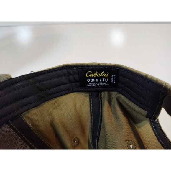 Cabela's Baseball Hat Cap Olive Green Snapback Embroidered Black Logo - Picture 7 of 8